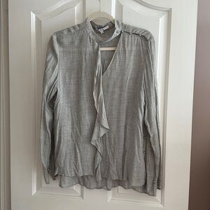 10 Crosby Derek Lam Heather Gray Blouse with Button Accents